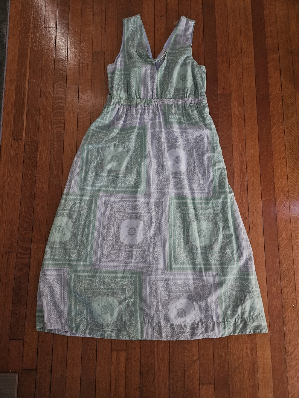 Universal Thread 100% Cotton ,lined Maxi Dress in Mint Green & Gray Sz L